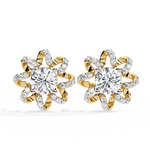 Load image into Gallery viewer, Sunburst Opal Gold Floral Studs rajgemss