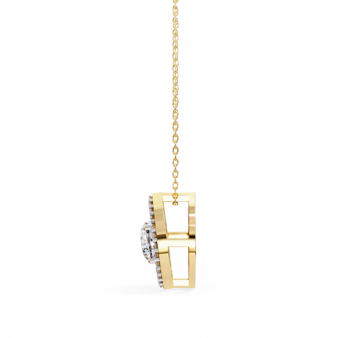 Classic Diamond Halo Drop Pendant Raj Gems