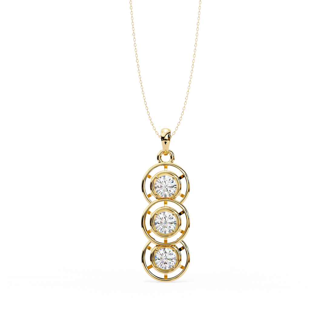 Vertical Triple Circle Diamond Necklace Raj Gems