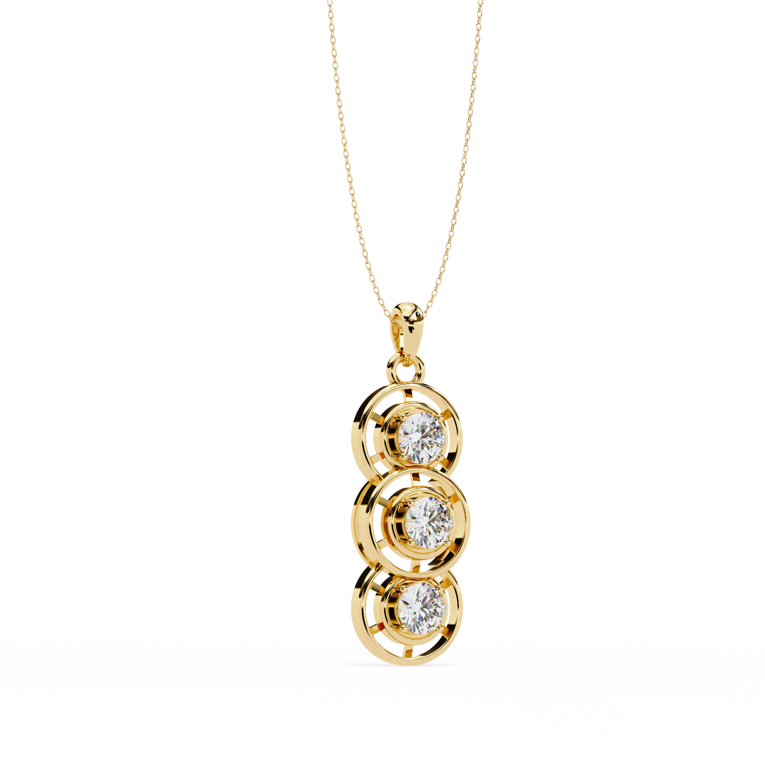 Vertical Triple Circle Diamond Necklace Raj Gems
