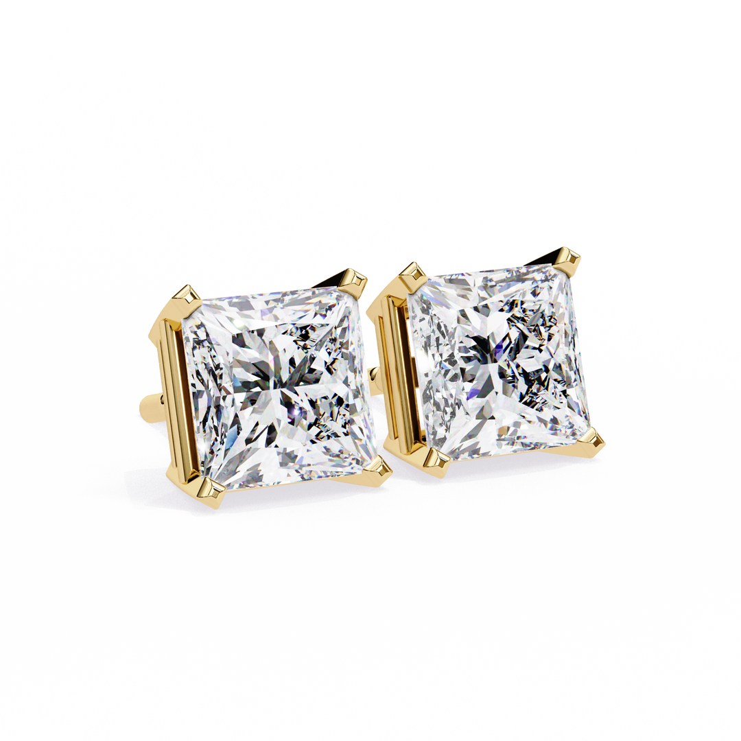 2.0CT Princess cut Solitaire Stud Raj Gems
