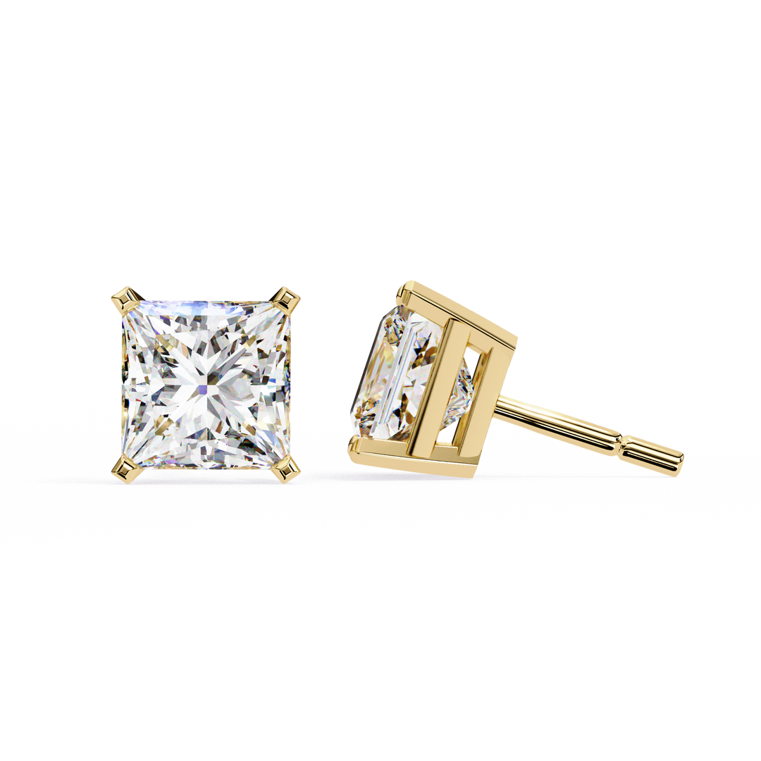 2.0CT Princess cut Solitaire Stud Raj Gems