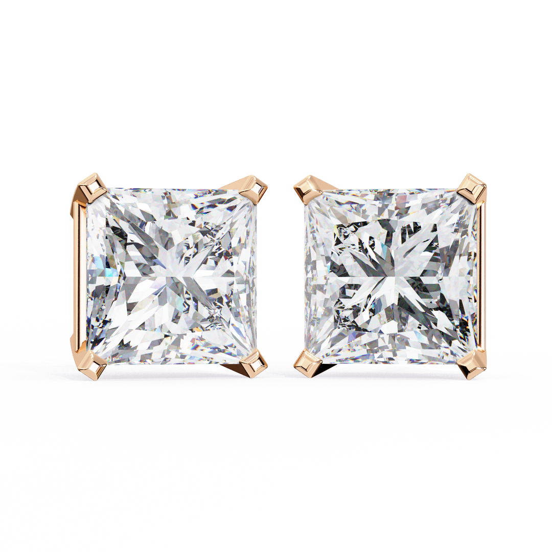 2.0CT Princess cut Solitaire Stud Raj Gems
