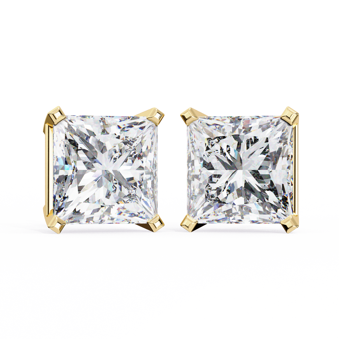 2.0CT Princess cut Solitaire Stud Raj Gems