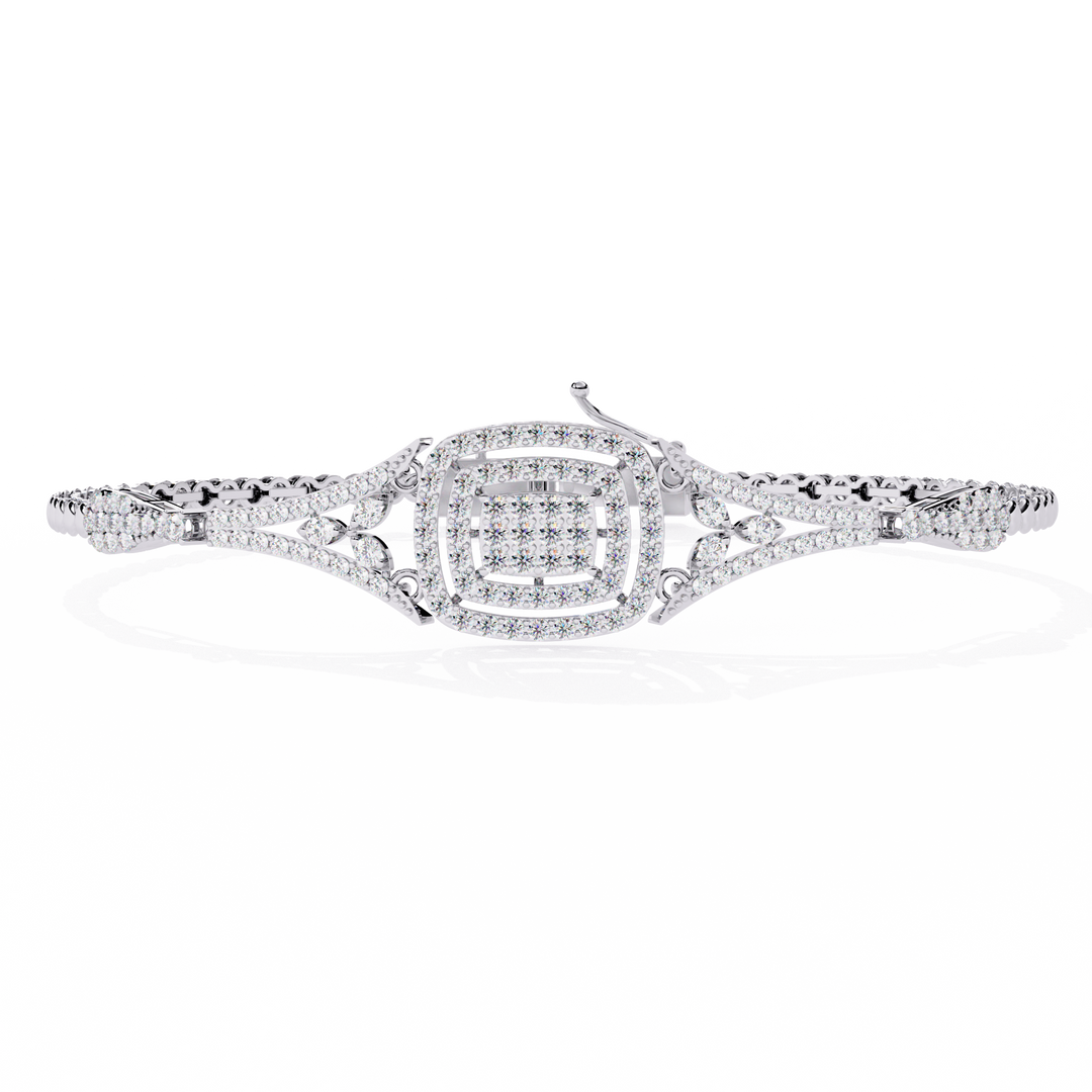 Diamond Halo Center Tennis Bracelet Raj Gems