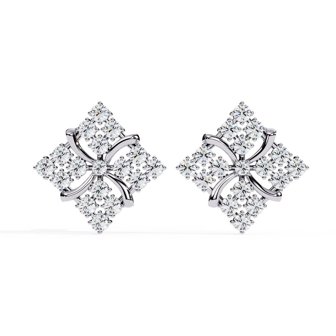Celestial Bloom Diamond Stud Earring (#ER01) rajgemss