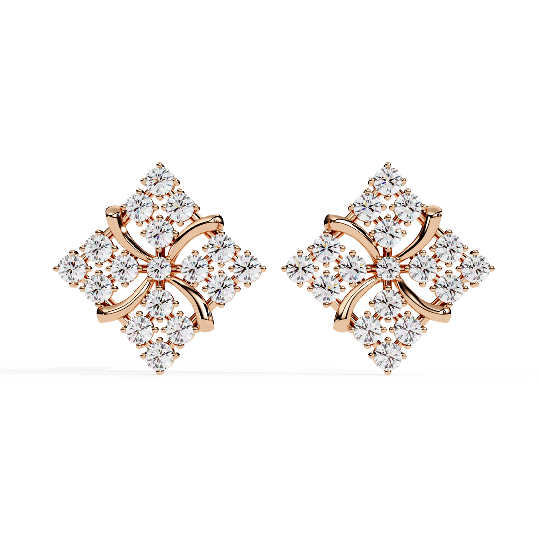 Celestial Bloom Diamond Stud Earring (#ER01) rajgemss