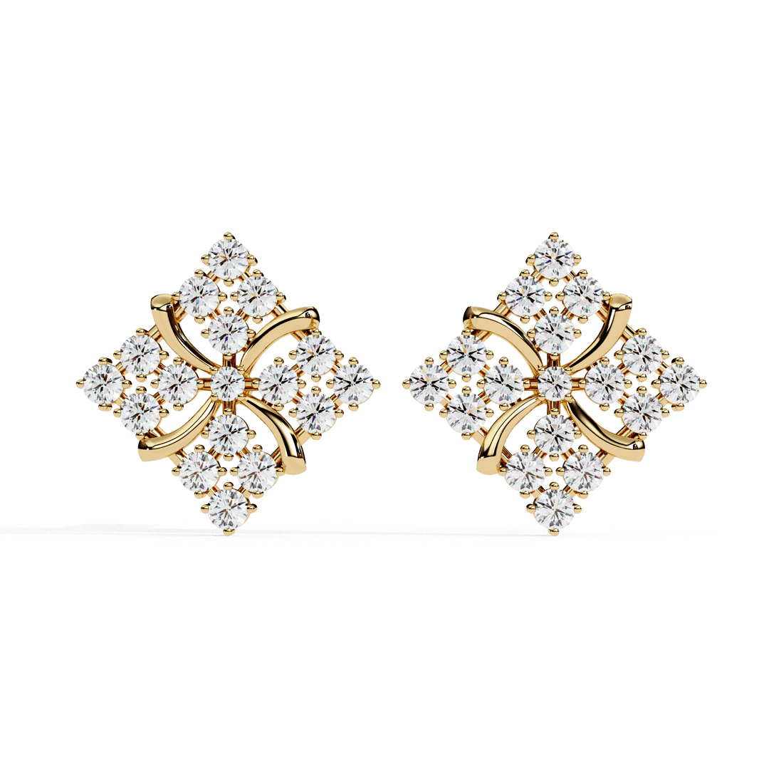 Celestial Bloom Diamond Stud Earring (#ER01) rajgemss