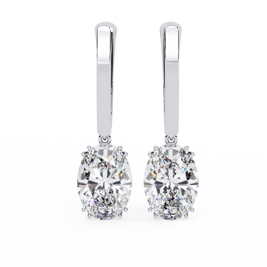 Oval Diamond Leverback Drop Earrings rajgemss