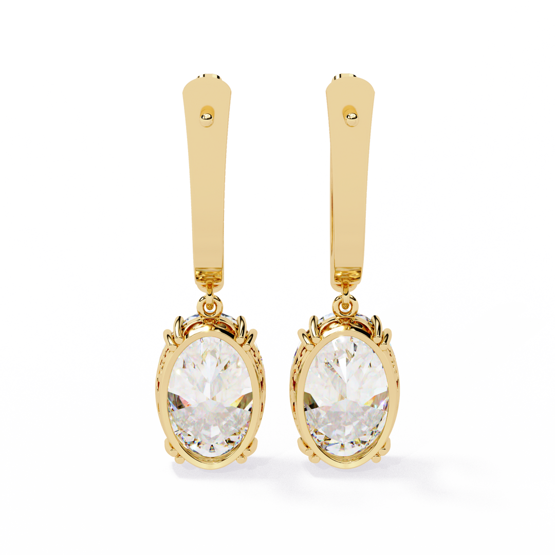 Oval Diamond Leverback Drop Earrings rajgemss