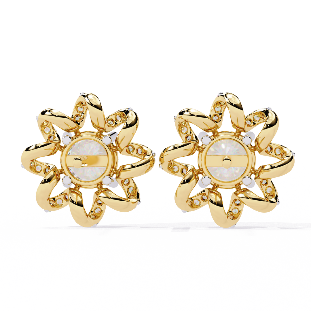 Sunburst Opal Gold Floral Studs rajgemss