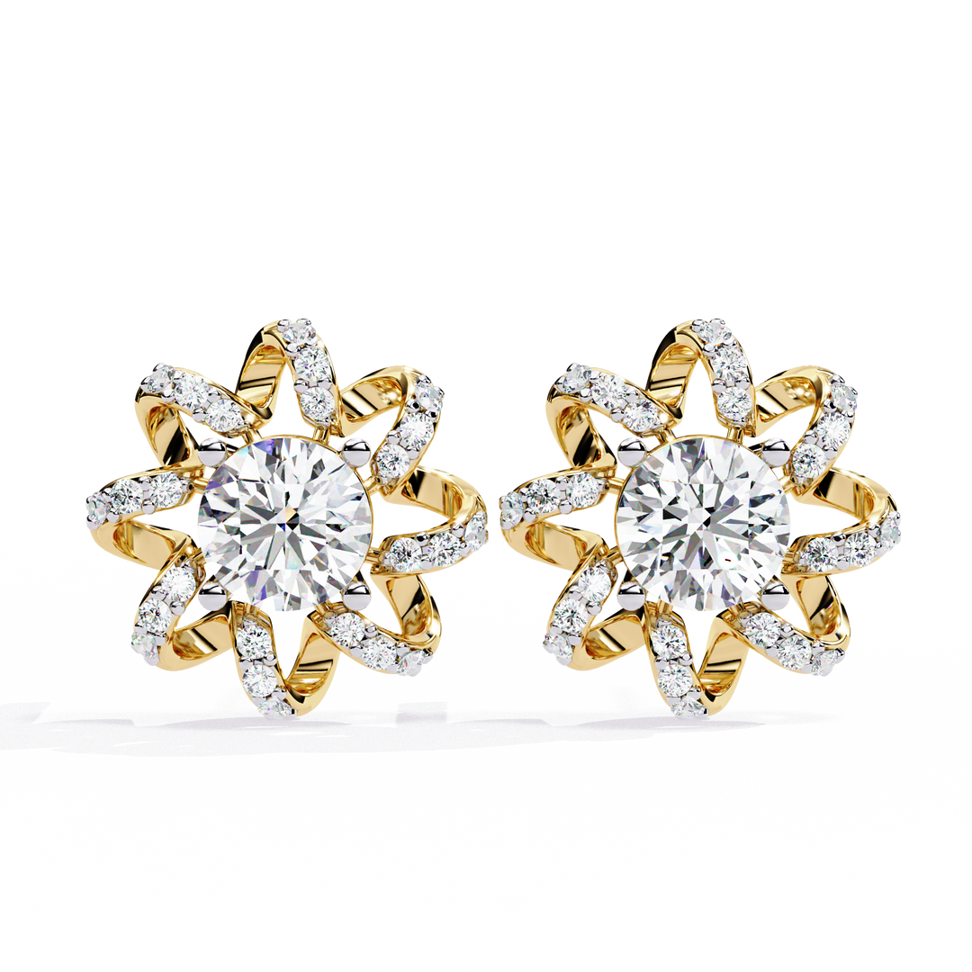 Sunburst Opal Gold Floral Studs rajgemss
