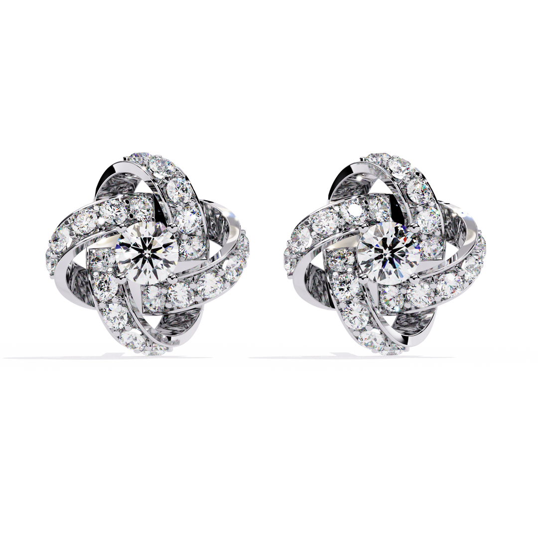 Diamond Love Knot Stud Earrings rajgemss