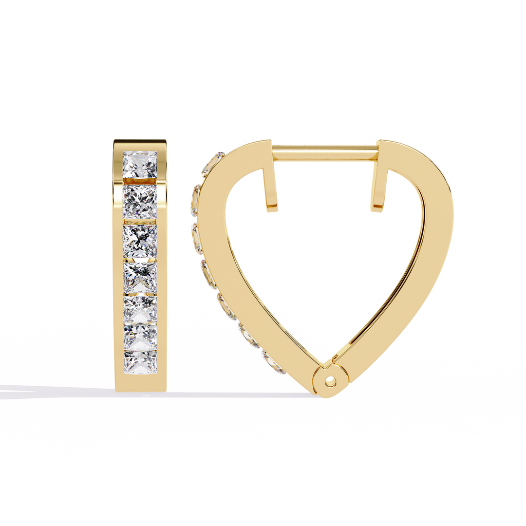 Princess Cut Diamond Hoop Earrings Raj Gems