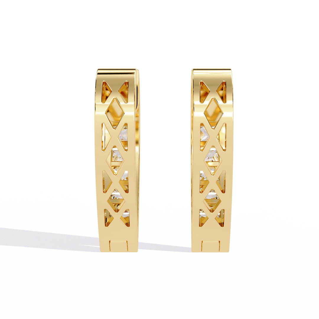 Princess Cut Diamond Hoop Earrings Raj Gems